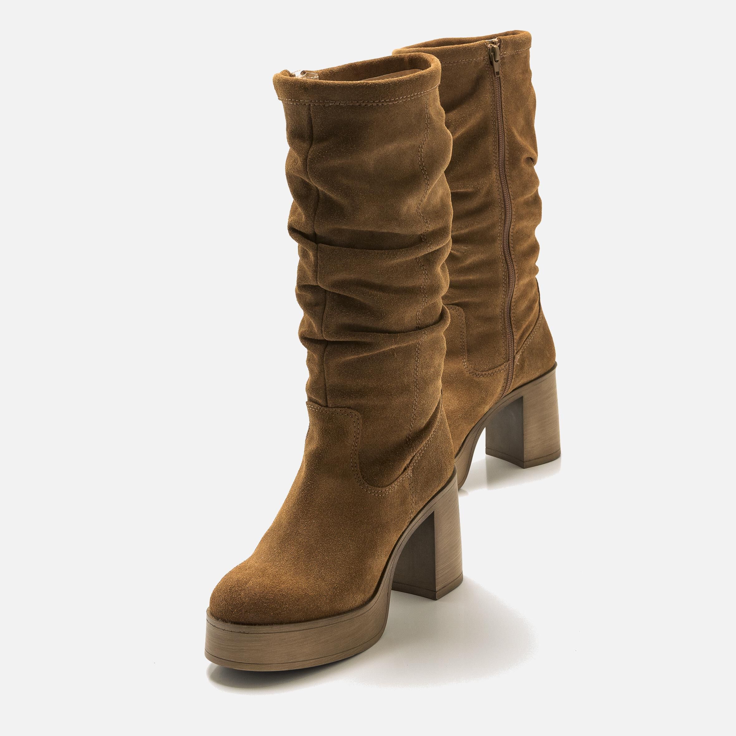 Botte daim marron femme cheap